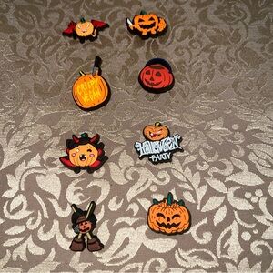 Lot Of 8 Miscellaneous Pumpkin Croc Charms Halloween October